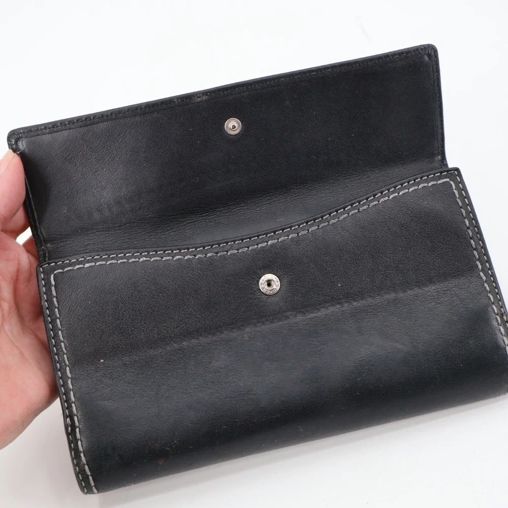 Legacy Coach Turnlock Wallet Black Topstitching ID‎ Card Slots Outer Pockets